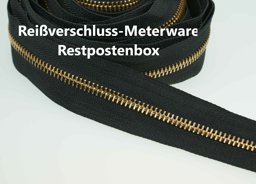 Bild von Restpostenbox 6mm Metall-Endlosreißverschluss - Gesamtlänge 10m - schwarz mit goldener Schiene