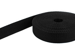 Zeige Details für 50m PP Gurtband - 25mm breit - 1,4mm stark - schwarz (UV) Bild von 50m PP Gurtband - 25mm breit - 1,4mm stark - schwarz (UV)