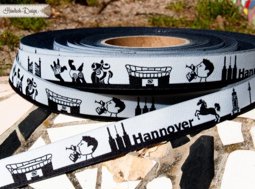 Bild von 1m SKYLINE Webband - 16mm breit - HANNOVER schwarz/weiß