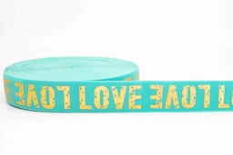 Zeige Details für Gummiband LOVE Gold - 38mm breit - Farbe: türkis - 1m Bild von Gummiband LOVE Gold - 38mm breit - Farbe: türkis - 1m