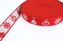 Zeige Details für Gummiband Maritim - 40mm breit - Farbe: rot - 1m Bild von Gummiband Maritim - 40mm breit - Farbe: rot - 1m
