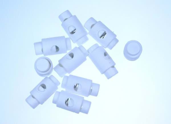 Bild von Kordelstopper - Zylinderform für 5mm Schnüre - weiß - 10 Stück