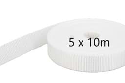 Bild von Sonderposten 25mm breites PP-Gurtband 1,4mm stark, 50m - weiß (UV) *verschmutzt / Webfehler*