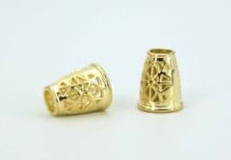 Zeige Details für Kordelenden aus Metall - für Schnüre bis 5mm Dicke - gold verziert - 10 Stück Bild von Kordelenden aus Metall - für Schnüre bis 5mm Dicke - gold verziert - 10 Stück