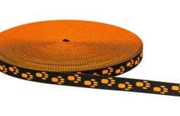 Zeige Details für 25m Rolle Pfötchengurtband - Farbe: Schwarz / Neonorange - 15mm breit Bild von 25m Rolle Pfötchengurtband - Farbe: Schwarz / Neonorange - 15mm breit