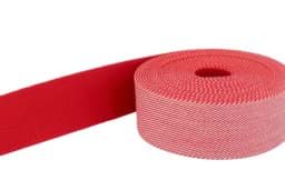 Zeige Details für 1m Gürtelband / Taschenband - 40mm breit - weiß / rot schräg gestreift Bild von 1m Gürtelband / Taschenband - 40mm breit - weiß / rot schräg gestreift