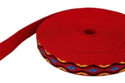 Zeige Details für 50m Rolle 4-farbiges PP Gurtband - blau/gelb/schwarz auf rotem Gurtband - 25mm breit Bild von 50m Rolle 4-farbiges PP Gurtband - blau/gelb/schwarz auf rotem Gurtband - 25mm breit