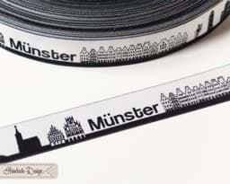 Zeige Details für 1m SKYLINE Webband - 16mm breit - MÜNSTER schwarz/weiß Bild von 1m SKYLINE Webband - 16mm breit - MÜNSTER schwarz/weiß