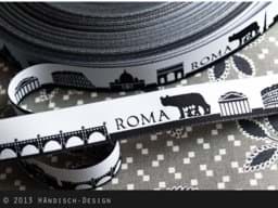 Zeige Details für 1m SKYLINE Webband - 16mm breit - ROMA schwarz/weiß Bild von 1m SKYLINE Webband - 16mm breit - ROMA schwarz/weiß