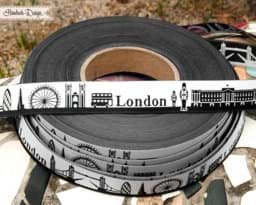 Zeige Details für 1m SKYLINE Webband - 16mm breit - LONDON schwarz/weiß Bild von 1m SKYLINE Webband - 16mm breit - LONDON schwarz/weiß
