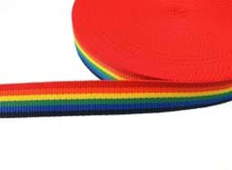 Zeige Details für 1,3mm starkes PP-Gurtband Regenbogenfarben - 30mm breit - 25m Rolle Bild von 1,3mm starkes PP-Gurtband Regenbogenfarben - 30mm breit - 25m Rolle