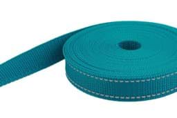 Zeige Details für 10m PP Gurtband - 25mm breit - 1,4mm stark - Petrol mit Reflektorstreifen (UV) Bild von 10m PP Gurtband - 25mm breit - 1,4mm stark - Petrol mit Reflektorstreifen (UV)