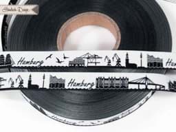 Zeige Details für 1m SKYLINE Webband - 16mm breit - Hamburg mit Elphi schwarz/weiß Bild von 1m SKYLINE Webband - 16mm breit - Hamburg mit Elphi schwarz/weiß