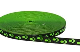 Zeige Details für 25m Rolle Pfötchengurtband - Farbe: Schwarz / Neongrün - 15mm breit Bild von 25m Rolle Pfötchengurtband - Farbe: Schwarz / Neongrün - 15mm breit