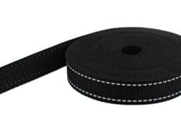 Zeige Details für 10m PP Gurtband - 20mm breit - 1,4mm stark - Schwarz mit Reflektorstreifen (UV) Bild von 10m PP Gurtband - 20mm breit - 1,4mm stark - Schwarz mit Reflektorstreifen (UV)