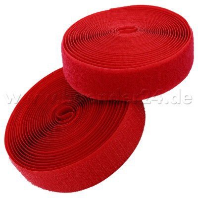 Bild von 4m Klettband (Flausch & Haken), 30mm breit, Farbe: rot - zum Aufnähen