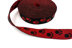 Bild von 7m Rolle Pfötchengurtband - 20mm breit - rote Pfötchen auf schwarzem Band