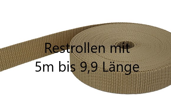 Bild von Restpostenbox 30mm breites PP-Gurtband 1,4mm stark, 25m - sandgold (UV)