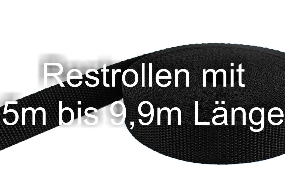 Bild von Restpostenbox 50mm breites PP-Gurtband 1,4mm stark, 25m - schwarz (UV)