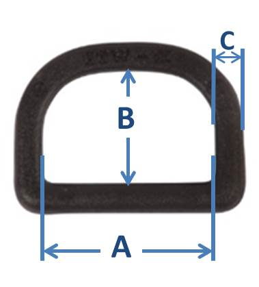 Bild von D-Ring aus Nylon für 25mm breites Gurtband - 1 Stück