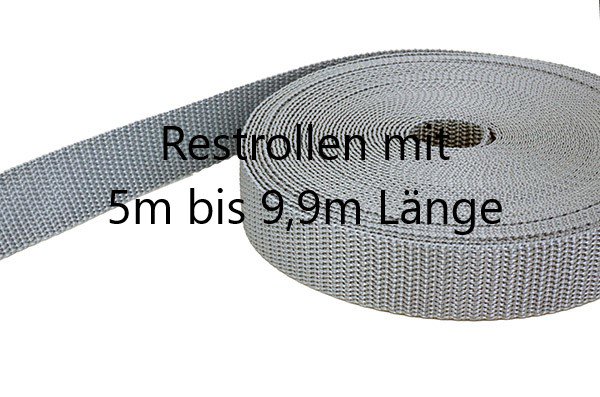 Bild von Restpostenbox 30mm breites PP-Gurtband 1,4mm, 25m - silbergrau (UV)