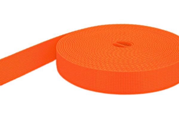 Bild von 10m PP Gurtband - 25mm breit - 2mm stark - orange (UV)