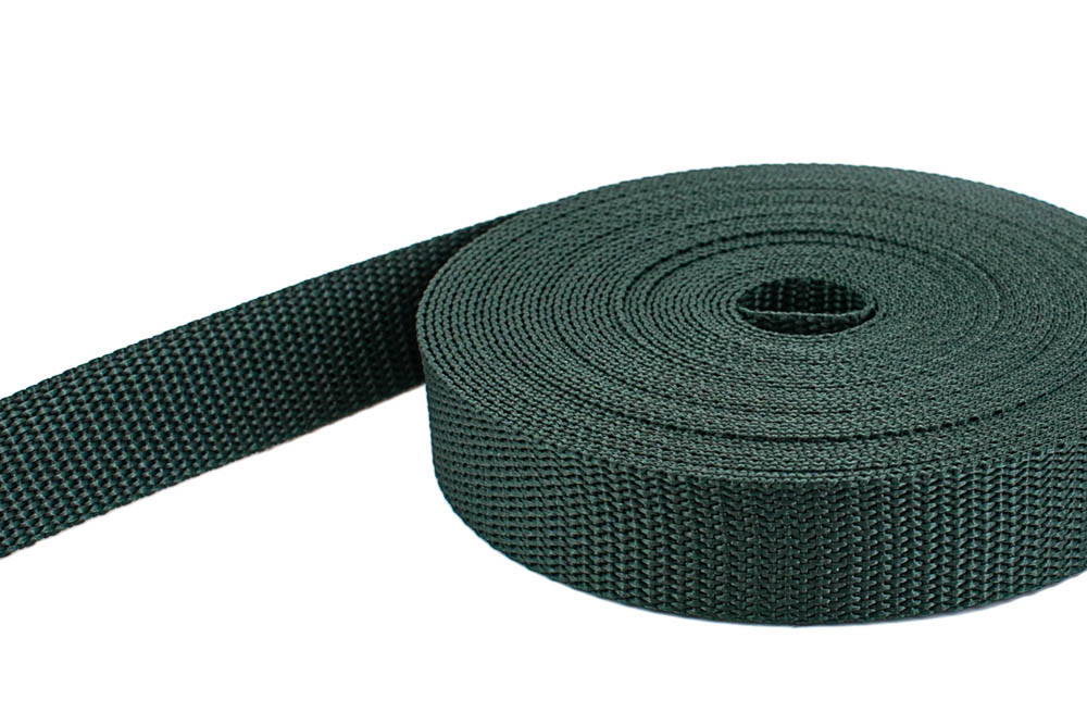 Bild von 50m PP Gurtband - 25mm breit - 1,4mm stark - dunkelgrün (UV)