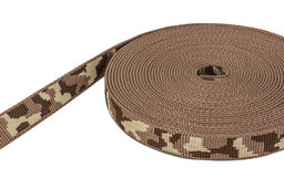 Bild von 10m 3-farbiges Gurtband,hellbraun/creme/dunkelbraun 20mm breit