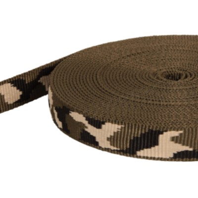 Bild von 10m 3-farbiges Gurtband,khaki/creme/schwarz 20mm breit