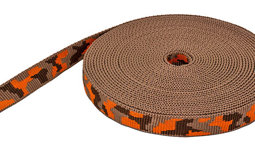 Bild von 10m 3-farbiges Gurtband,hellbraun/orange/dunkelbraun 25mm breit