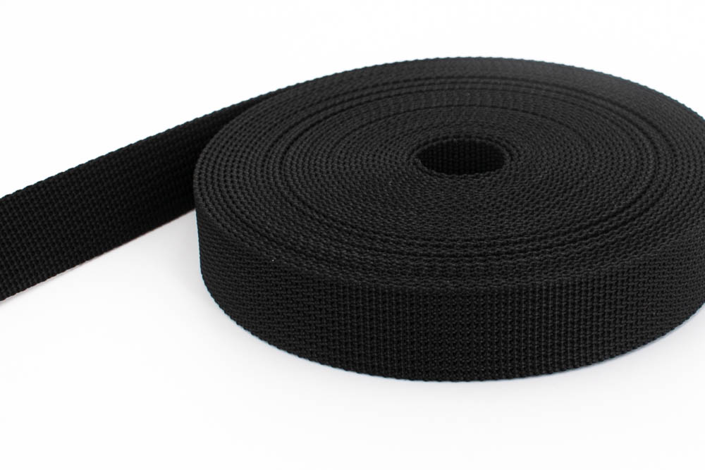 Bild von 10m PP Gurtband - 20mm breit - 1,8mm stark - schwarz (UV)