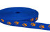 Bild von 20mm breites Pfötchengurtband, orange auf blau, 1m Rolle *ABVERKAUF*