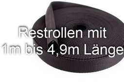 Bild von Restrollen 40mm breites Schlauchgurtband, 25m - schwarz (UV)