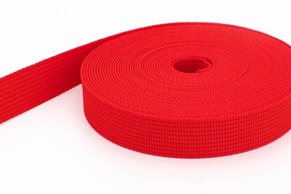 Bild von 50m PP Gurtband - 25mm breit - 1,8mm stark - rot (UV)