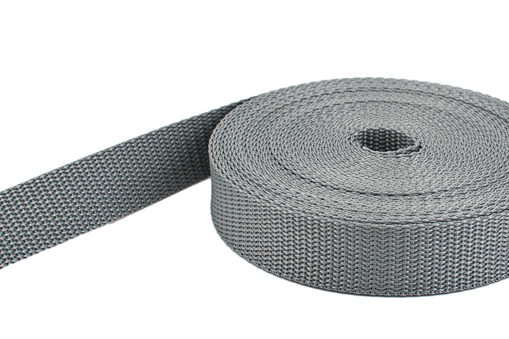 Bild von 10m PP Gurtband - 25mm breit - 1,4mm stark - grau (UV)