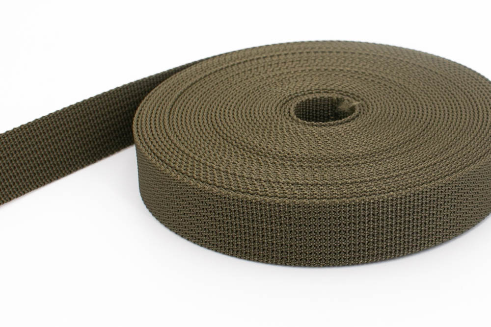 Bild von 50m PP Gurtband - 25mm breit - 1,8mm stark - khaki (UV)