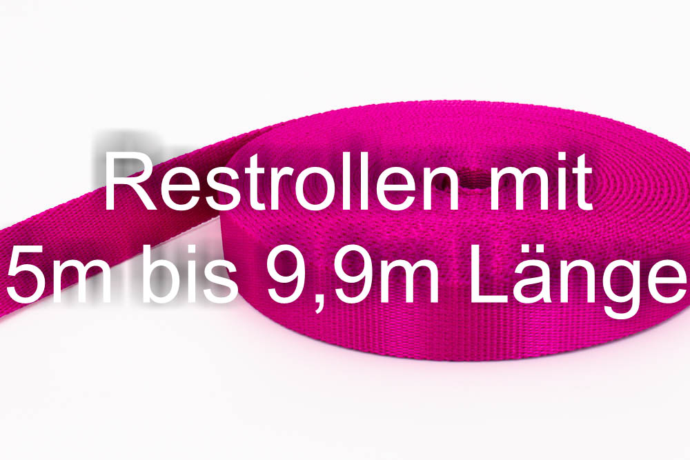 Bild von Restpostenbox 20mm breites PP-Gurtband 2mm stark, 25m - pink (UV)