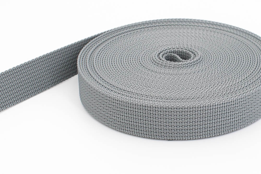 Bild von 50m PP Gurtband - 25mm breit - 1,8mm stark - grau (UV)