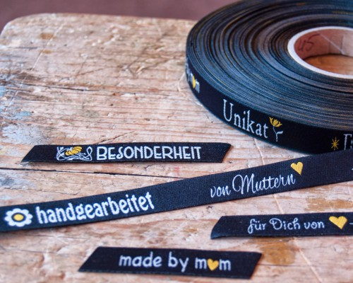 Bild von 1m Webband - 16mm breit - UNIKAT schwarz