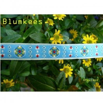 Bild von 5m Rolle Webband Design by paulapü - 12mm breit - Blumkees himmelblau