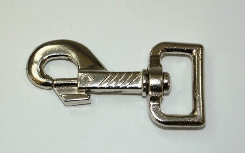 Bild von Bolzenkarabiner 7,5cm aus Zinkdruckguss, vernickelt, für 25mm Gurtband - 50 Stück