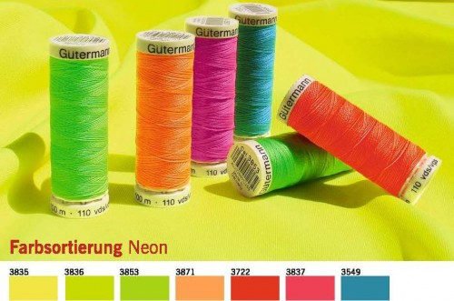 Bild von Gütermann Garne - Allesnäher NEON 100m Spule - Farbe: neongelb 3835