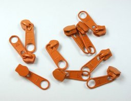 Bild von Zipper fuer 3mm Reißverschluesse, Farbe: orange - 10 Stück