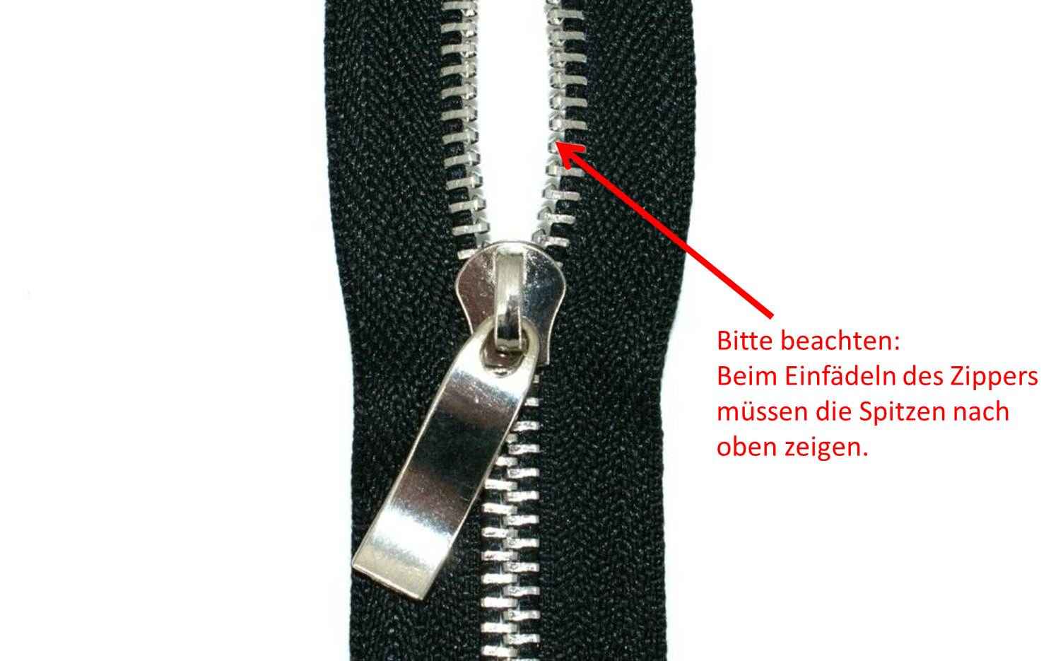 Bild von Zipper für 6mm Metall-Reißverschluss - Farbe: silber - 38mm lang - 10 Stück