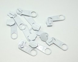 Bild von Zipper für 8mm Reißverschlüsse, Farbe: weiß, 10 Stück