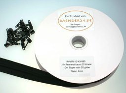 Bild von 10m Endlossreißverschluss - 4mm Spirale - schwarz - mit 20 Zippern