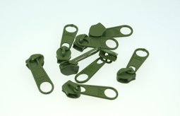 Bild von Zipper für 5mm Reißverschlüsse, Farbe: oliv - 10 Stück