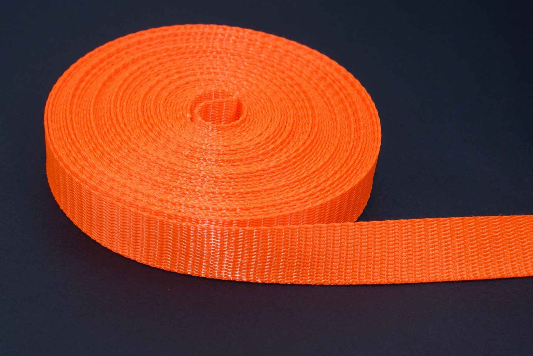 Bild von 8,70m PES Gurtband - 20mm breit - 1mm stark - leuchtorange (UV)