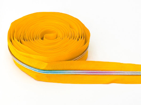 Bild von 5m Reißverschluss, 5mm Schiene, Farbe: Gelb mit bunter Spirale