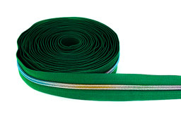 Bild von 5m Reißverschluss, 5mm Schiene, Farbe: Grün mit bunter Spirale